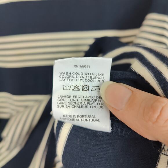 Kule The Boyfriend Top Womens Small Navy Stripe Cream Stripe Long Sleeve Preppy - Picture 8 of 9